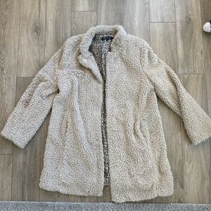 Kenneth Cole Plush Faux-Sherpa Teddy Coat - Light Beige